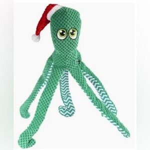 Pet Lou pink 16 inch  Plush Octopus Dog Toy with Santa Hat new